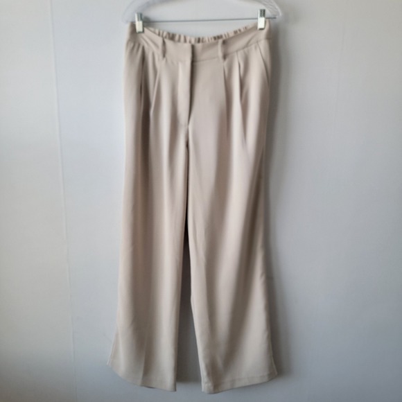 Quince Pants - Quince Women Stretch Crepe Pleated Wide Leg Pants Sand 12